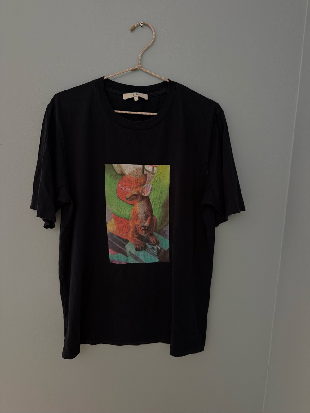 Tibi Kangaroo Black Graphic T-Shirt